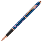 4 century ii cherry blossom fountain pen in blue pvd at0086wg 163mf