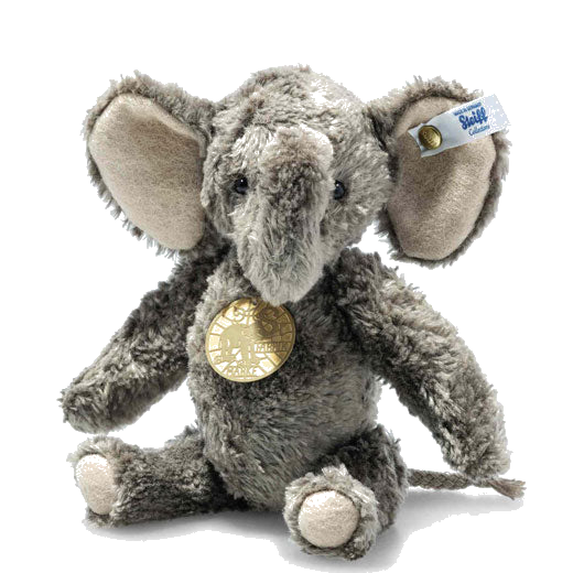 This is Bombax the light grey Elephant designed by Steiff.