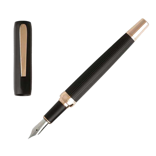 This hugo boss fountain pen features rose gold trims.