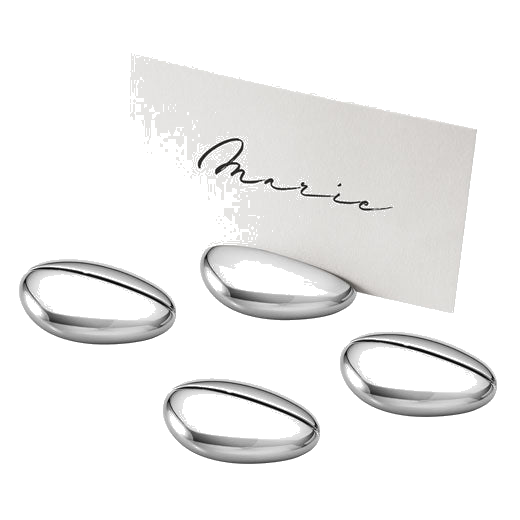 These are the Georg Jensen Stainless Steel SKY 4 pcs. Table Card Holders.
