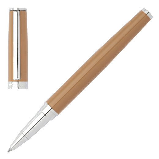This Hugo Boss Gear Icon Camel Rollerball Pen is made with brass and has a lacquer coating in camel.