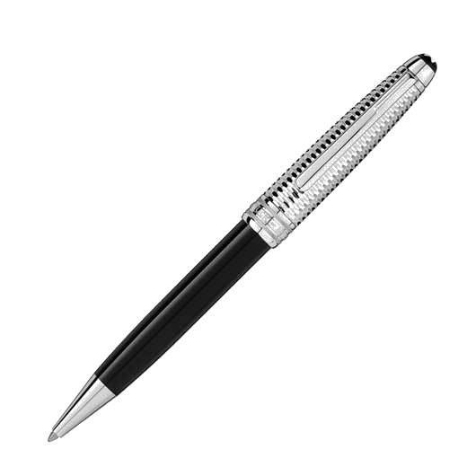 Platinum-coated Montblanc ballpoint pen with precious black resin barrel.