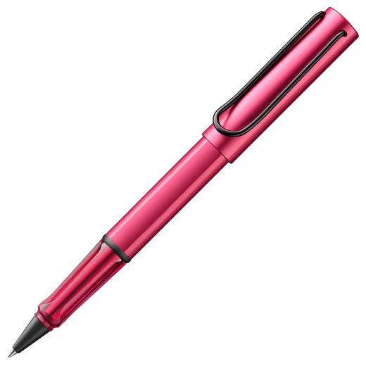 This LAMY AL-Star Fiery Special Edition Rollerball Pen has a metallic surface with a smooth barrel and cap.