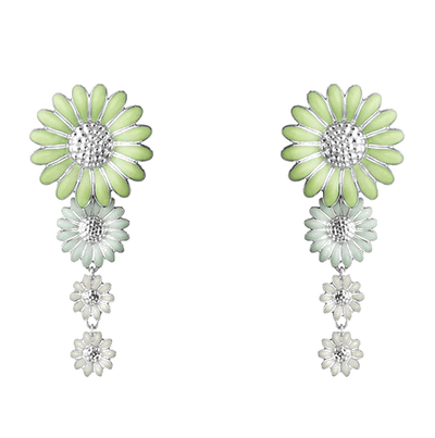 georg jensen daisy medium green enamel earrings