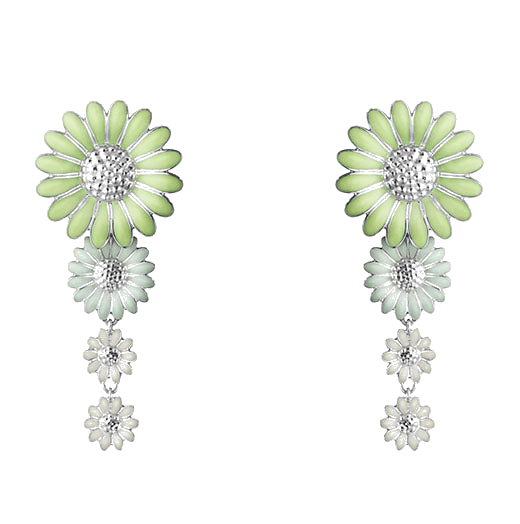 These Green Enamel Daisy Medium Earrings have been designed by Georg Jensen.