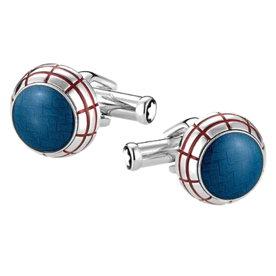 montblanc diamond jfk blue and red cufflinks