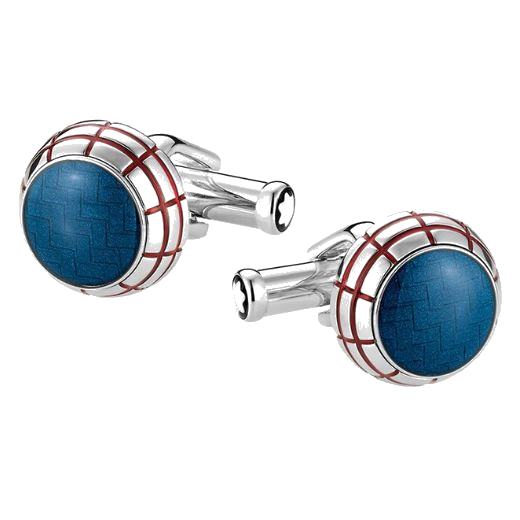 montblanc diamond jfk blue and red cufflinks