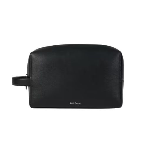 The Straw-Grain Black Leather Wash Bag by Paul Smith.