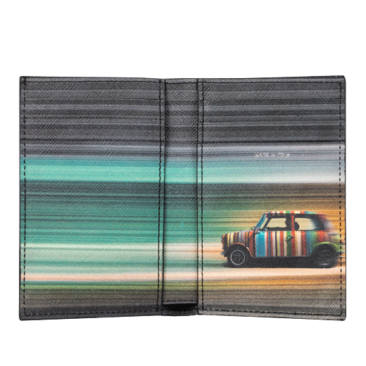 This Black 'Mini Blur' Interior 6CC Card Holder by Paul Smith has 6 card slots and two slip pockets inside.