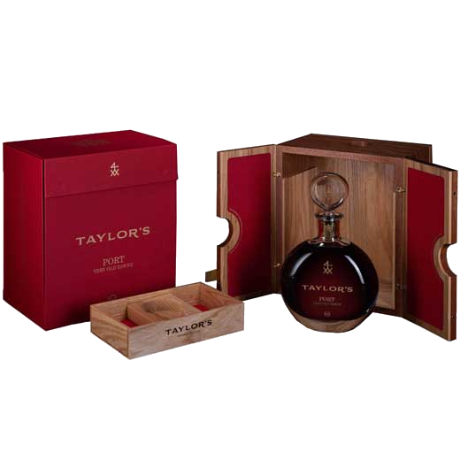 This Taylor's Kingsman Edition Very Old Tawny Port has been decanted inside a crystal bottle.