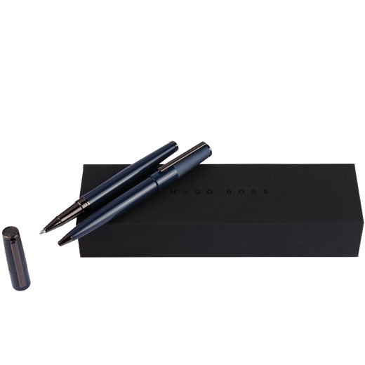 This All Navy Gear Minimal Ballpoint & Rollerball Pen Set has been designed by Hugo Boss.