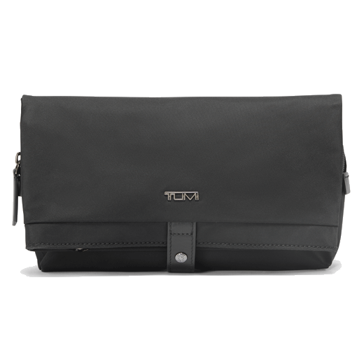 This TUMI Blake Cosmetic Bag in Black and Gunmetal has two main compartments and is great for travelling.