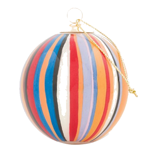 Paul Smith's Hand-Painted 'Signature Stripe' Glass Bauble is made from glass with a glossy finish of colourful painted stripes.