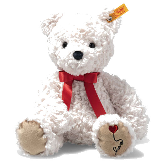 This Soft Cuddly Friends Jimmy the Love Teddy Bear is designed by Steiff.