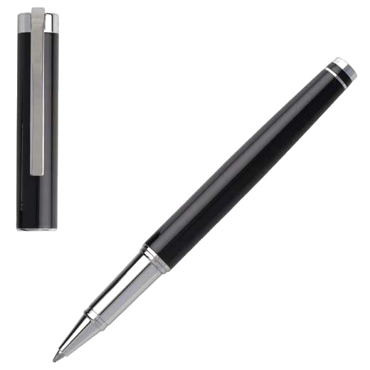 This black hugo boss rollerball features stainless steel trims.