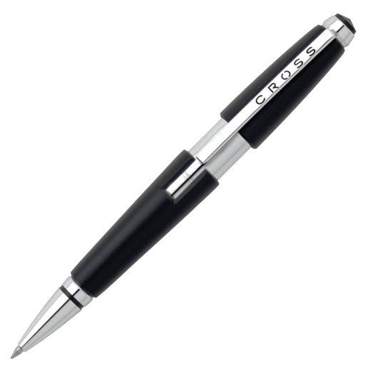 This Cross Jet Black Edge Rollerball Pen is made with resin and polished chrome trims.