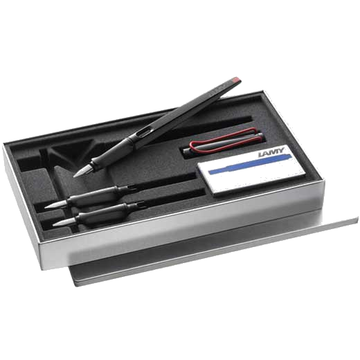 This is the LAMY Joy AL Glossy Black Calligraphy Fountain Pen Set.