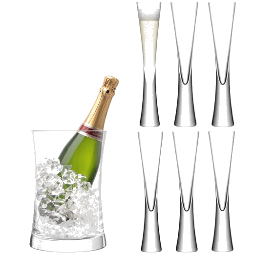The Signature Moya Champagne Serving Set includes a mouth-blown glass ice bucket.