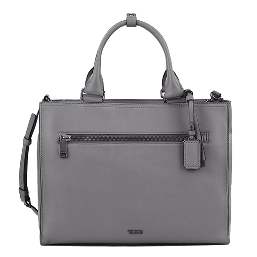 TUMI's Voyageur Pearl Grey Lynn Tote Bag features  front zip pocket.