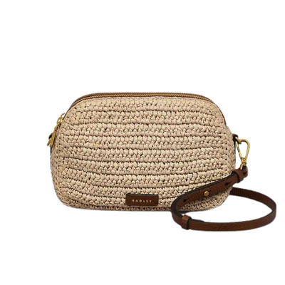 1 radley dukes place natural crochet medium zip top cross body bag 111374