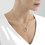 georg jensen silver rose offspring pendant on model