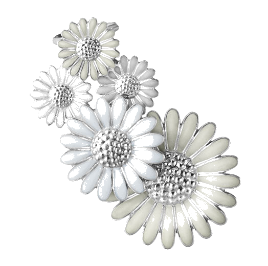 georg jensen large single right daisy ear cuff white enamel