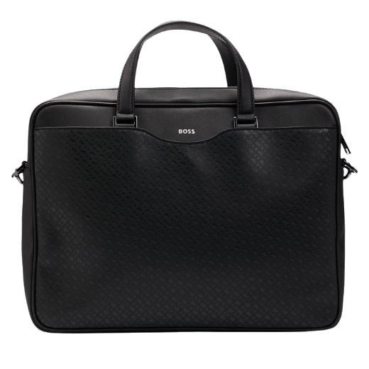 This BOSS Zair Monogram Faux Leather Document Case has a subtle monogram print on the front panel with saffiano textured leather everywhere else.