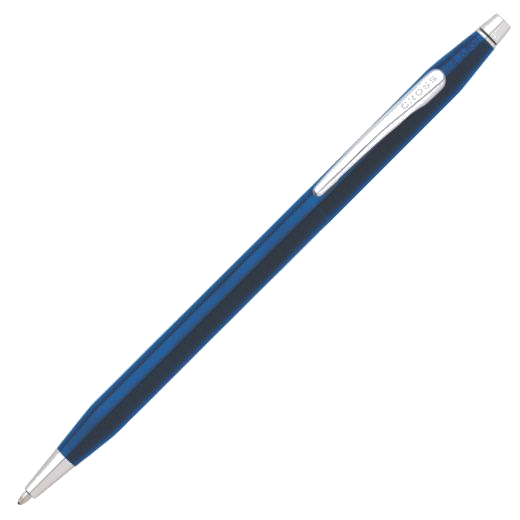 The Cross Classic Century Blue PVD & Chrome Ballpoint Pen has a slight sheen on the surface with polished chrome trims to compliment the blue.
