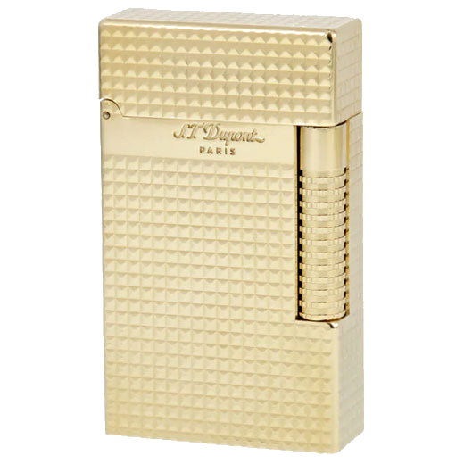 This S.T. Dupont Paris Yellow Gold Le Grand Cling Diamond Head Lighter features a dual ignition system.