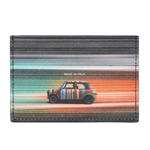 This Paul smith 'Mini Blur' Leather Card Holder 3CC features the signature stripe mini with a blurred background.