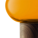 lsa oblate small amber vase with walnut base close