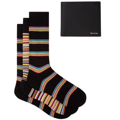 paul smith signature stripe wallet and socks gift set