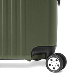 This #MY4810 Compact Cabin Trolley Clay Green by Montblanc has the brand name on the spinner wheels.
