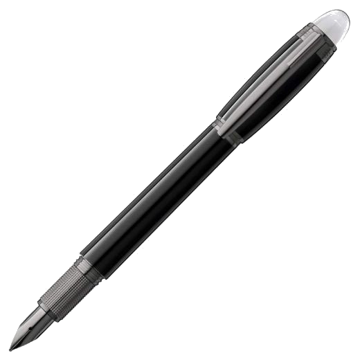 This StarWalker Midnight Black Resin Fountain Pen by Montblanc is made from precious resin with a glossy black barrel and cap.