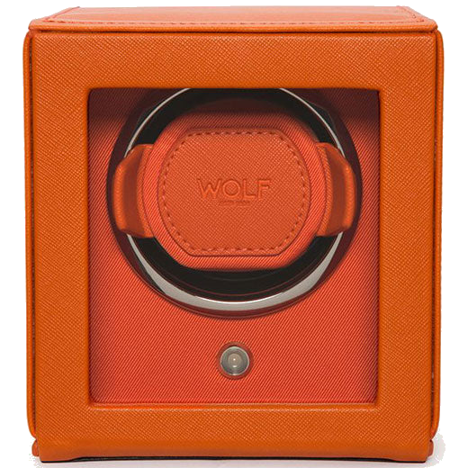 This Wolf 1834 Orange Cub Watch Winder with Cover has been crafted out of vegan leather.