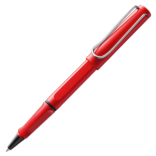 The LAMY red rollerball pen in the Safari collection.
