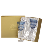 royal scot crystal skye blue belgravia wine glasses with box