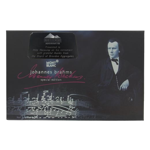 Montblanc pen box with plaque engraving.