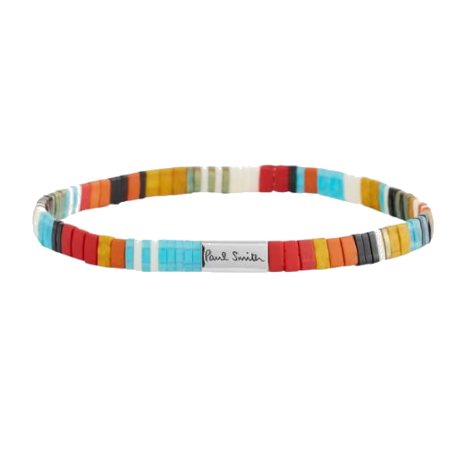 1 paul smith flat glass bead rainbow striped elastic bracelet m1a brac tflat 92 0