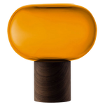 lsa oblate tall amber vase with walnut base