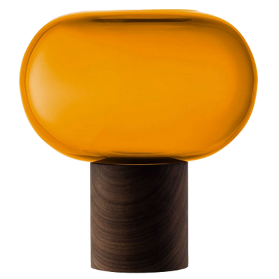lsa oblate tall amber vase with walnut base