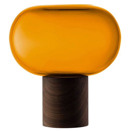 lsa oblate tall amber vase with walnut base