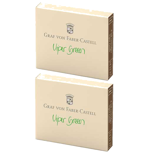 These are the Graf von Faber-Castell Viper Green Ink Cartridges 2 x Pack of 6.