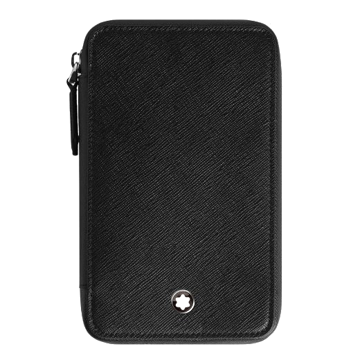 Montblanc's Sartorial Black Leather Zip-Around 8 Pen Pouch is made with saffiano textured cowhide leather in black.