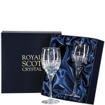 royal scot crystal art deco 2 large wine glasses packaging