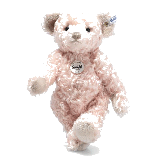 Steiff's Linda the Classic Teddy Bear Pink, 30 cm has been made with a blend of mohair and cotton with a synthetic filling.
