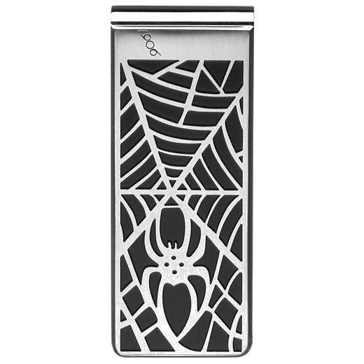 Montblanc money clip with spider web design.