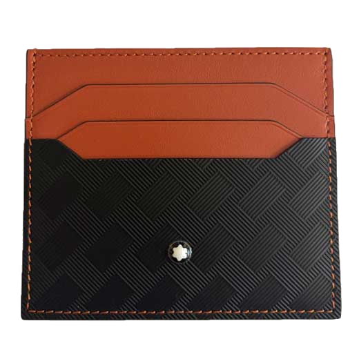 Montblanc Extreme 3.0 card holder comes with the classic design on the front in black with a smooth orange leather and stitching.