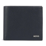 boss crosstown navy grained leather 4cc wallet