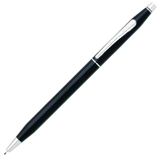 1 classic century black lacquer 0.7mm mechanical pencil with chrome trim at0083 77
